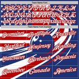 Custom Royal White-Red Patriotic American Flag Bowling Ball Performance Polo Shirt