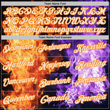 Custom Black White Purple-Bay Orange Flame Split Fire Performance Polo Shirt