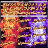 Custom Black Purple Red-Yellow Flame Split Fire Performance Polo Shirt