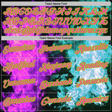 Custom Black Neon Green Ice Blue Purple-Pink Flame Split Fire Performance Polo Shirt