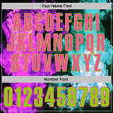 Custom Black Neon Green Ice Blue Purple-Pink Flame Split Fire Performance Polo Shirt