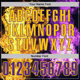 Custom Black Purple-Yellow Flame Split Fire Performance Polo Shirt