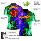 Custom Black Red Green Purple-Yellow Flame Split Fire Performance Polo Shirt