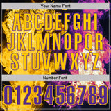 Custom Black Purple-Yellow Flame Split Fire Performance Polo Shirt