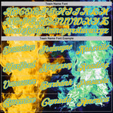 Custom Black Sky Blue Green-Yellow Flame Split Fire Performance Polo Shirt