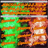 Custom Black Red Green-Yellow Flame Split Fire Performance Polo Shirt