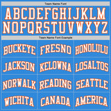 Custom Powder Blue White-Orange Authentic Basketball Jersey