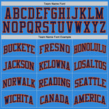 Custom Powder Blue Navy-Orange Authentic Basketball Jersey
