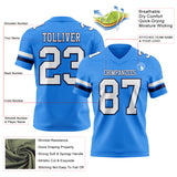 Custom Powder Blue White-Navy Authentic Football Jersey
