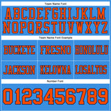 Custom Powder Blue Orange-Navy Authentic Football Jersey
