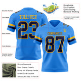 Custom Powder Blue Navy-Gold Authentic Football Jersey