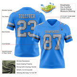 Custom Powder Blue Gray-Steel Gray Authentic Football Jersey