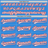 Custom Stitched Powder Blue White-Red Baseball Pullover Sweatshirt Hoodie