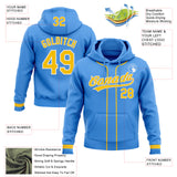 Custom Stitched Powder Blue Yellow-White Baseball Pullover Sweatshirt Hoodie