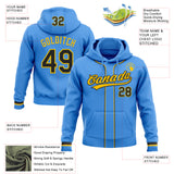 Custom Stitched Powder Blue Black-Yellow Baseball Pullover Sweatshirt Hoodie