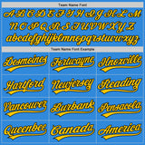 Custom Stitched Powder Blue Black-Yellow Baseball Pullover Sweatshirt Hoodie