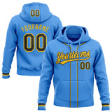 Custom Stitched Powder Blue Black-Yellow Baseball Pullover Sweatshirt Hoodie