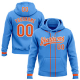 Custom Stitched Powder Blue Orange-White Baseball Pullover Sweatshirt Hoodie