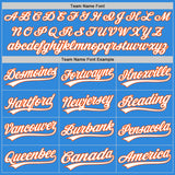 Custom Stitched Powder Blue White-Orange Baseball Pullover Sweatshirt Hoodie