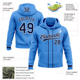 Custom Stitched Powder Blue Navy-White Baseball Pullover Sweatshirt Hoodie
