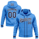 Custom Stitched Powder Blue Navy-White Baseball Pullover Sweatshirt Hoodie