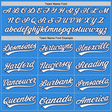 Custom Stitched Powder Blue White-Navy Baseball Pullover Sweatshirt Hoodie