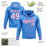 Custom Stitched Powder Blue White-Pink Baseball Pullover Sweatshirt Hoodie