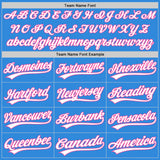 Custom Stitched Powder Blue White-Pink Baseball Pullover Sweatshirt Hoodie