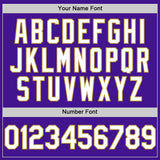 Custom Purple White-Old Gold Mesh Authentic Throwback Baseball Jersey