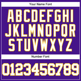 Custom Purple White-Gold Mesh Authentic Throwback Baseball Jersey