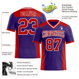 Custom Purple Red-White Authentic Football Jersey