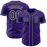 Custom Purple Black-White Authentic Baseball Jersey