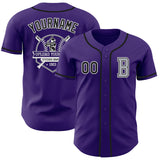 Custom Purple Black-Gray Authentic Baseball Jersey