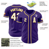 Custom Purple White-Yellow Authentic Baseball Jersey