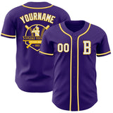 Custom Purple White-Yellow Authentic Baseball Jersey