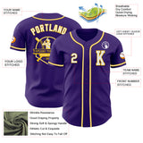 Custom Purple White-Yellow Authentic Baseball Jersey