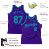 Custom Purple Teal Authentic Throwback Basketball Jersey