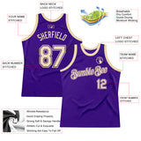 Custom Purple Cream Authentic Throwback Basketball Jersey
