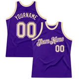 Custom Purple Cream Authentic Throwback Basketball Jersey