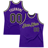Custom Purple Black-Cream Authentic Throwback Basketball Jersey
