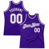 Custom Purple White Authentic Throwback Basketball Jersey