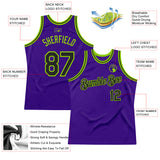 Custom Purple Black-Neon Green Authentic Throwback Basketball Jersey