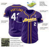 Custom Purple White Gray-Gold Authentic Baseball Jersey