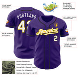 Custom Purple White Yellow-Black Authentic Baseball Jersey