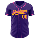 Custom Purple Yellow-Pink Authentic Baseball Jersey