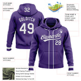 Custom Stitched Purple White Baseball Pullover Sweatshirt Hoodie