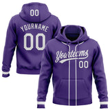 Custom Stitched Purple White Baseball Pullover Sweatshirt Hoodie