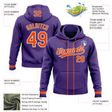 Custom Stitched Purple Orange-White Baseball Pullover Sweatshirt Hoodie