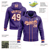Custom Stitched Purple White-Orange Baseball Pullover Sweatshirt Hoodie
