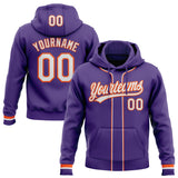 Custom Stitched Purple White-Orange Baseball Pullover Sweatshirt Hoodie
